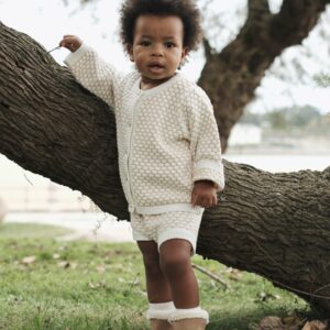 Set Gold para bebé, conjunto de cárdigan y body peto con botones dorados en tonos neutros